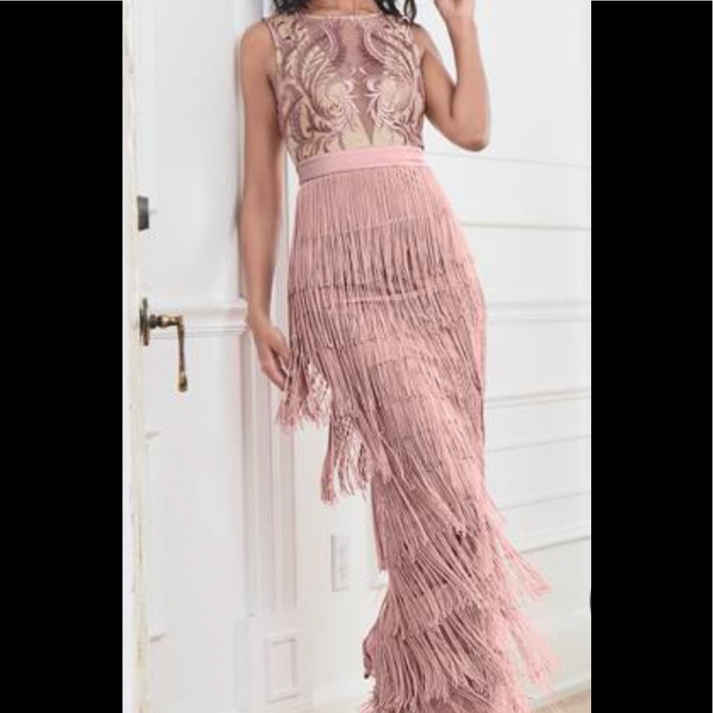 Beautiful old rose tassel formal dress